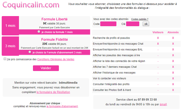 tarif coquin câlin